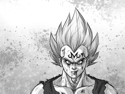 M-Vegeta clip studio paint digital art digital illustration dragonball z fan art illustration majin vegeta photoshop procreate vegeta