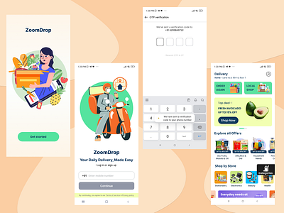 ZoomDrop delivery app app branding delivery design figma graphic design illustration logo typography ui ux vector