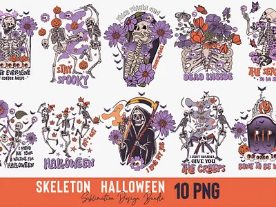 Skeleton Halloween Sublimation Bundle spooky