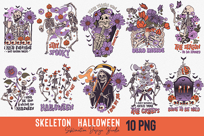 Skeleton Halloween Sublimation Bundle spooky