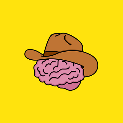 yeehaw brain branding cowboy cowprint design graphic design icon illustration logo vector west yeehaw