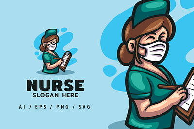 Green Minimalist Nurse Logo Illustration by Dansdesign Studio branding dansdesign doctor health illustration logo mascot nurse ui
