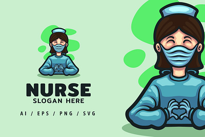 Blue Nurse Logo Mascot Illustration artwork care cute dansdesign health illustration logo mascot nurse ui ux vector