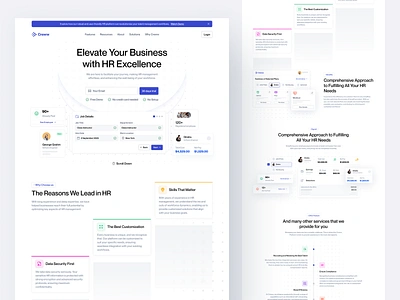 Creww - HR Platform Landing Page automation clean employee employee managing hr platform human resource job platfom management managing platform saas saas platform saas website uiux website work worker