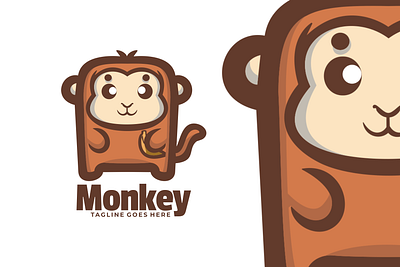 Monkey animal branding cute mascot design graphic design illustration logo ui vector