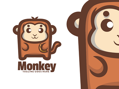 Monkey animal branding cute mascot design graphic design illustration logo ui vector