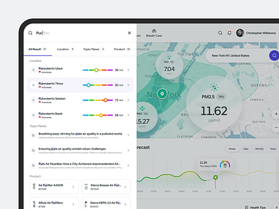 BreatheairMind - Air Quality Monitor - Quick Search Menu cards command command bar component dashboard data design system list menu modal product quick search saas search search bar search experience search menu smart search spotlight ui kit