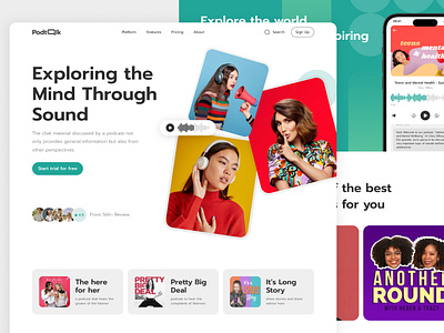 Podtalk - Podcast Landing Page apps apps store design landing page mobile mobile apps playstore podcast website