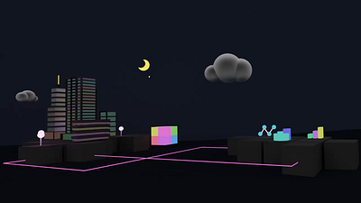 iCity 3d animation blender illustration smart city ui
