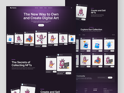 Seonz - NFT Marketplace character digital art landing page marketplace nft nft token nft website nftart nftmarketplace nfts ui web web design web site webdesign website