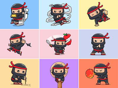 Ninja🥷🏻⚔️🌀 anime apple boy character costume fight fire icon illustration japan katana kids logo mask ninja samurai skill sword toilet warrior