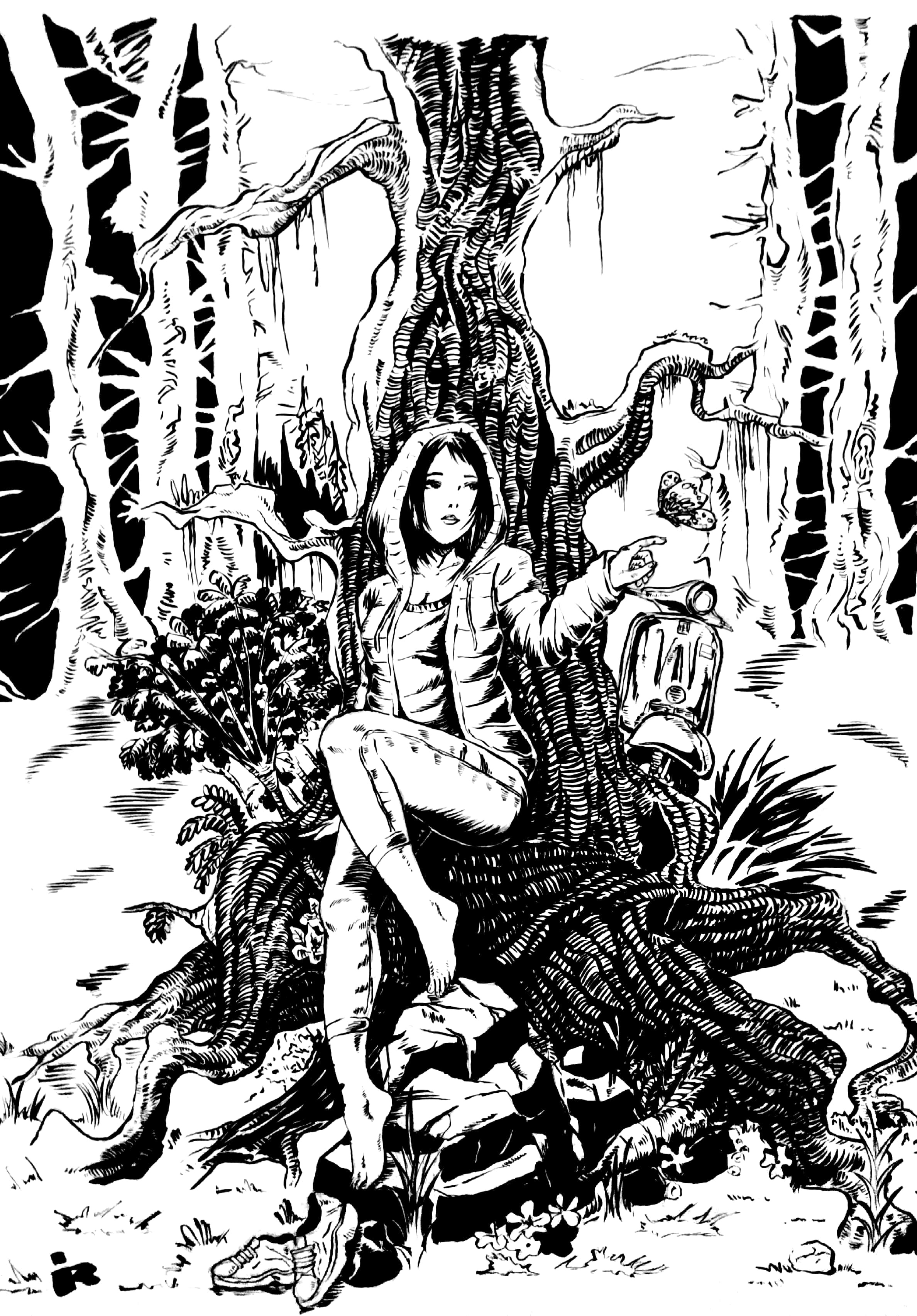 Hand Drawn Illustrations among us animal black and white brush character drawing dreadout fanart game hand drawn horror illustration indonesia ink resident evil the last of us traditional