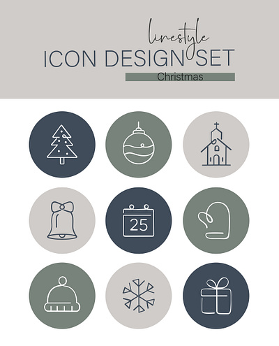 Linestyle Icon Design Set Christmas season