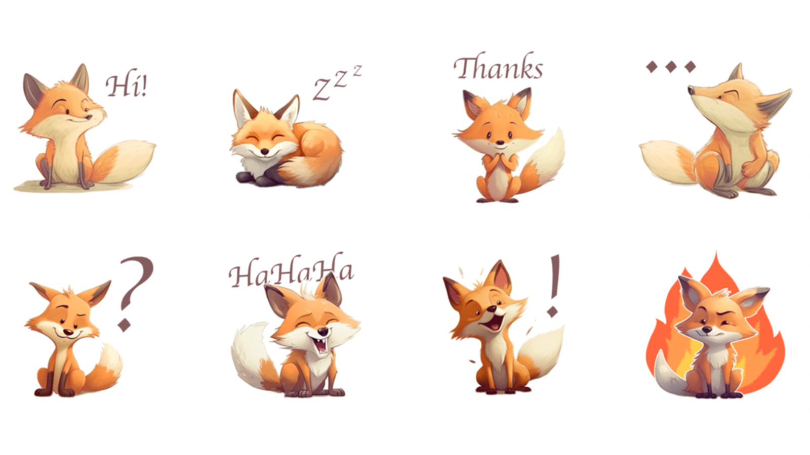 Adorable Little Fox Daily Life branding graphic design minimal sticker 插畫