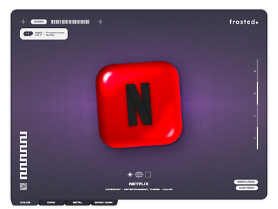 Frosted. Icons - 027 - Netflix 3d effect apple candy designeveryday figma frosted glass glassmorphism glossy icon icon icon design ios netflix netflix icon neumorphism