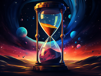 Cosmic Sands of Time: The Celestial Hourglass design graphic design vector