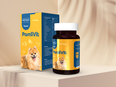 PamliVit Dog Multivitamin Packaging dog multivitamin dog supplement dog vitamin graphic designer mockup packaging designer pet multivitamin supplement packaging