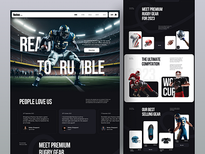 Rugby Shop Website american football bold dark design ecommerce homepage interface landing page soccer sports sports club sportswear typography ui ui design user interface web web design webdesign website