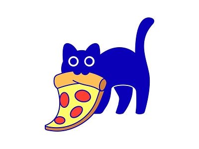 Pizza Cat animals black branding brooklyn cat design eyes food graphic design icon illustration illustrator kitty logo new york city nyc pizza sticker sticker sheet tail