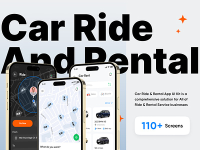 Car Ride & Rental App UI Kit app car app design mobile rent ride ui ui design ui kit uiuxdesign