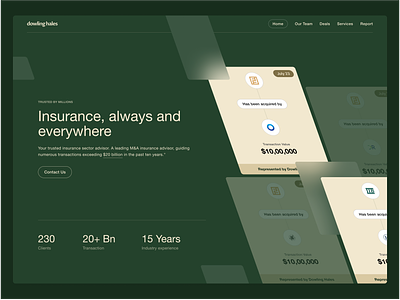 Dowling Hales landing page header about cards career design green header home insurance landing page product report services team transactions uiux website