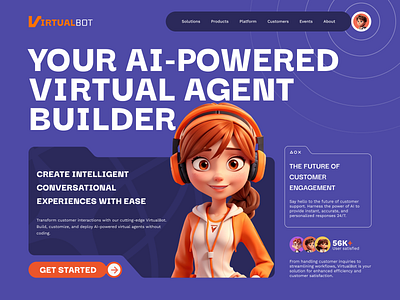 Virtual Bot🤖 3d agent ai animation app artificial intelligence assistant branding design graphic design homepage illustration logo mobile service support ui virtual web website