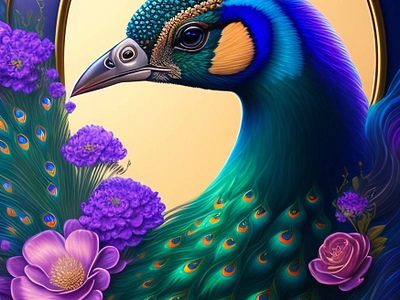 Ai Illustration of a fantasy peacock Peacocks are the most beaut 3d animal art animation app branding design graphic design illustration logo peacock art ui vector