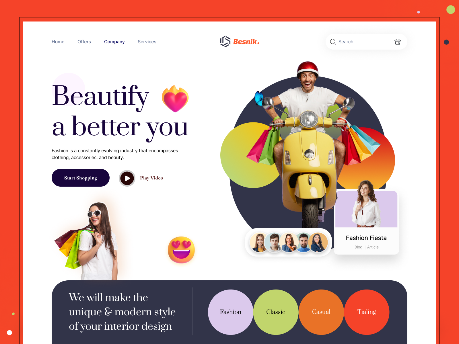 Bensik | Fashion Landing Page beauty design home page landing landing page page shop store style ui userinterface ux web webpage website