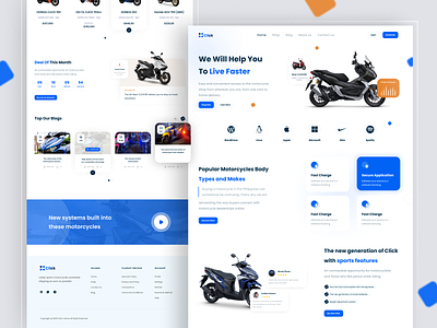 Click Motorcycle Store Landing Page app design clean concept design graphic design home page landing page marketting motorcycle shop shopping cart store ui ui trend ux