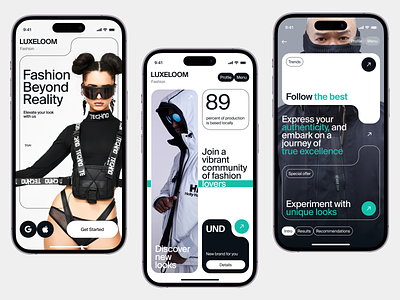 Luxeloom - Mobile App Concept app beauty black clothes concept fashion green interface laborotory looks mobile style stylish ui ux wardrobe white