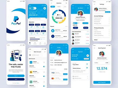 PayPal App UI KIT, Finance , and Wallet UI KIT-Android studio app app design banking app design finance screen mobile mobile app paypal ui uiux ux