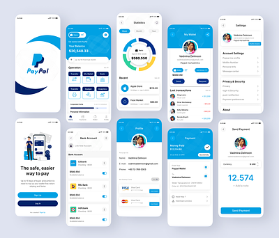 PayPal App UI KIT, Finance , and Wallet UI KIT-Android studio app app design banking app design finance screen mobile mobile app paypal ui uiux ux