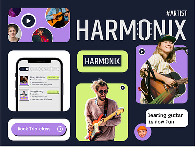 Harmonix - Learning Platform Branding app branding design graphic design illustration learning website logo ui ux vector