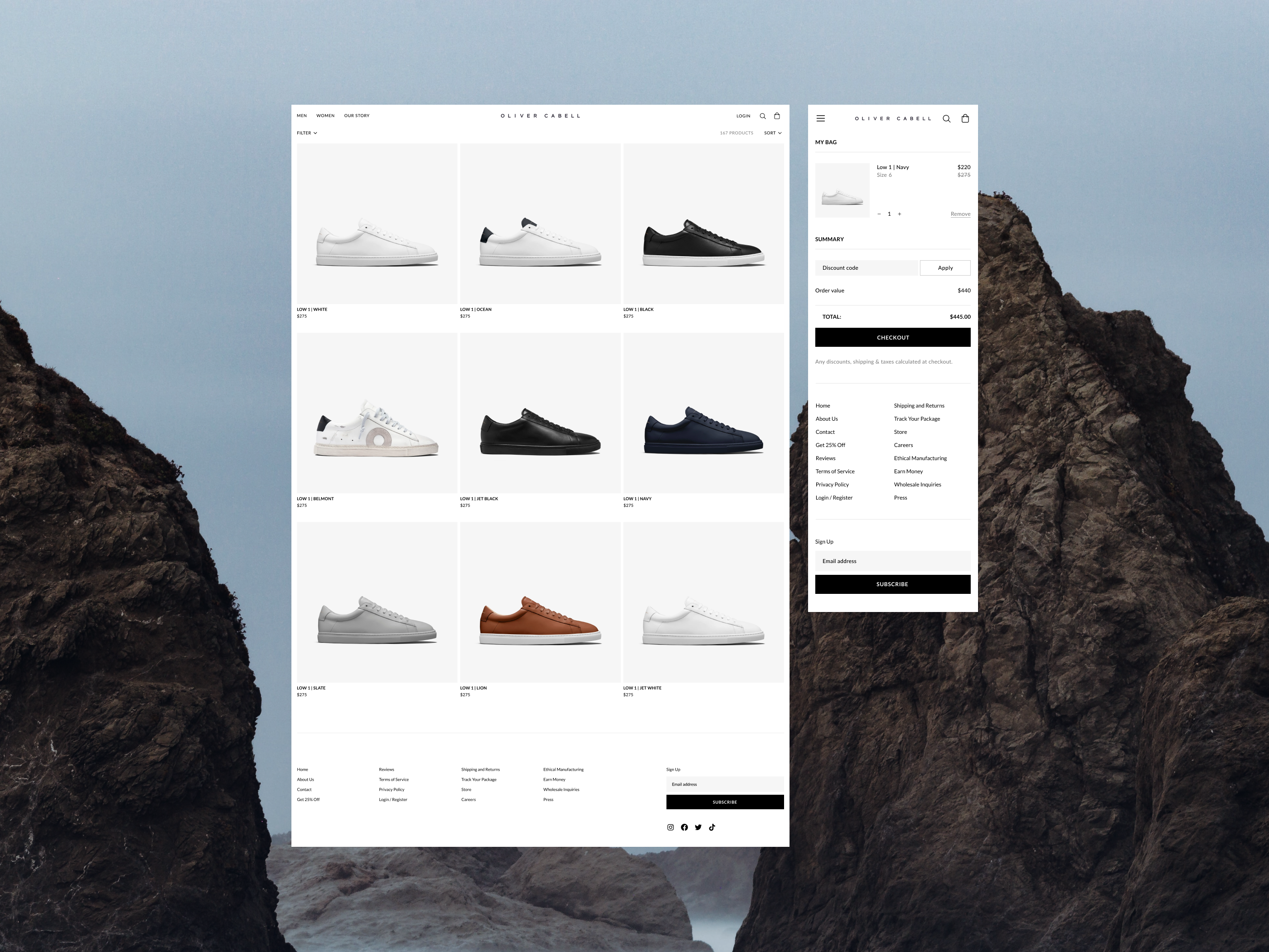 Oliver Cabell e-commerce website cart design ecommerce fashion font graphic design juste lithuania minimalist mobile navickaite product page responsive sneakers typography ui uidesign uxdesign vilnius web design