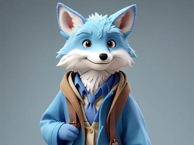 Cute Blue Fox Go Travel 3d ai blue blue fox character fox heydesign model modeling render travel