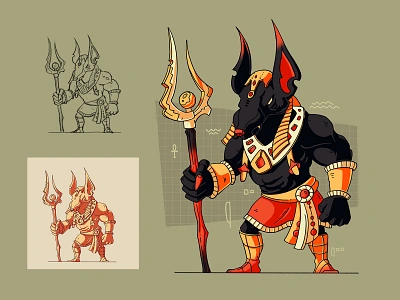 Anubis ancient art bright character characterdesign color design egypt flat god hero illustration