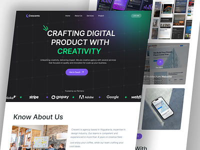 Crescents - Creative Agency Landing Page agency website company company website coorporate agency creative creative agency design studio digital agency home page landing landing page portfolio portfolio website studio studio design ui web web design website website design