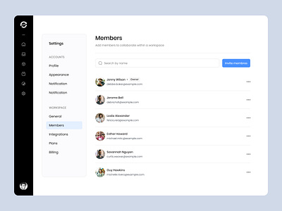 Setting - Members Page clean dashboard dashboard design design figma members page memebers minimal profile setting setting page ui ux web app webapp