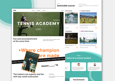 Tennis Academy - Tennis web app branding design dribbble graphic design hyasasinn illustration logo mobile sports tennis tennis academy typography ui vindes website website apps