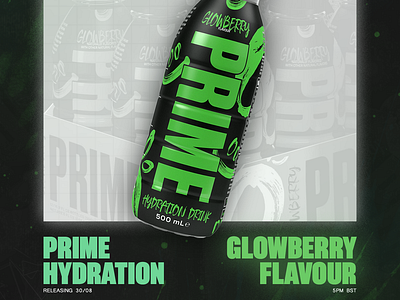 Prime Hydration Glowberry Flavour glowberry graphic design ksi logan paul prime prime energy prime hydration product design typography