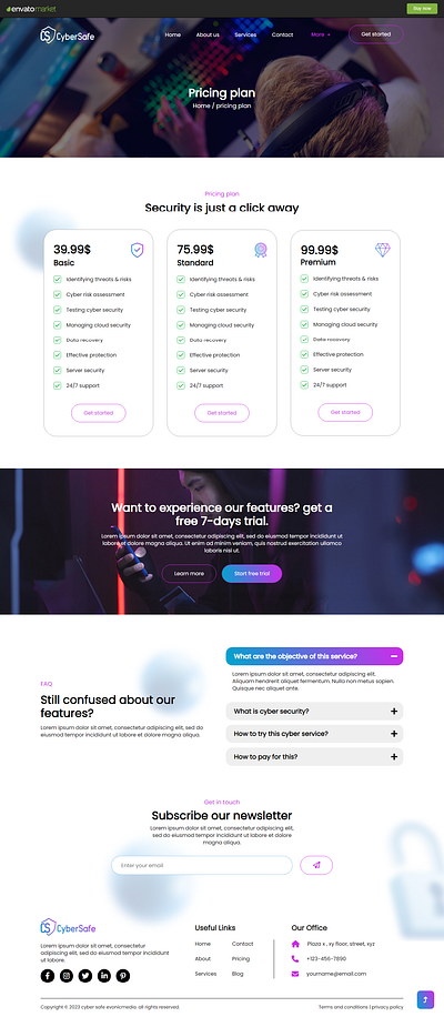Pricing section of Cyber Security Service HTML5 Template cyber cyber security design idea internet security software solution website