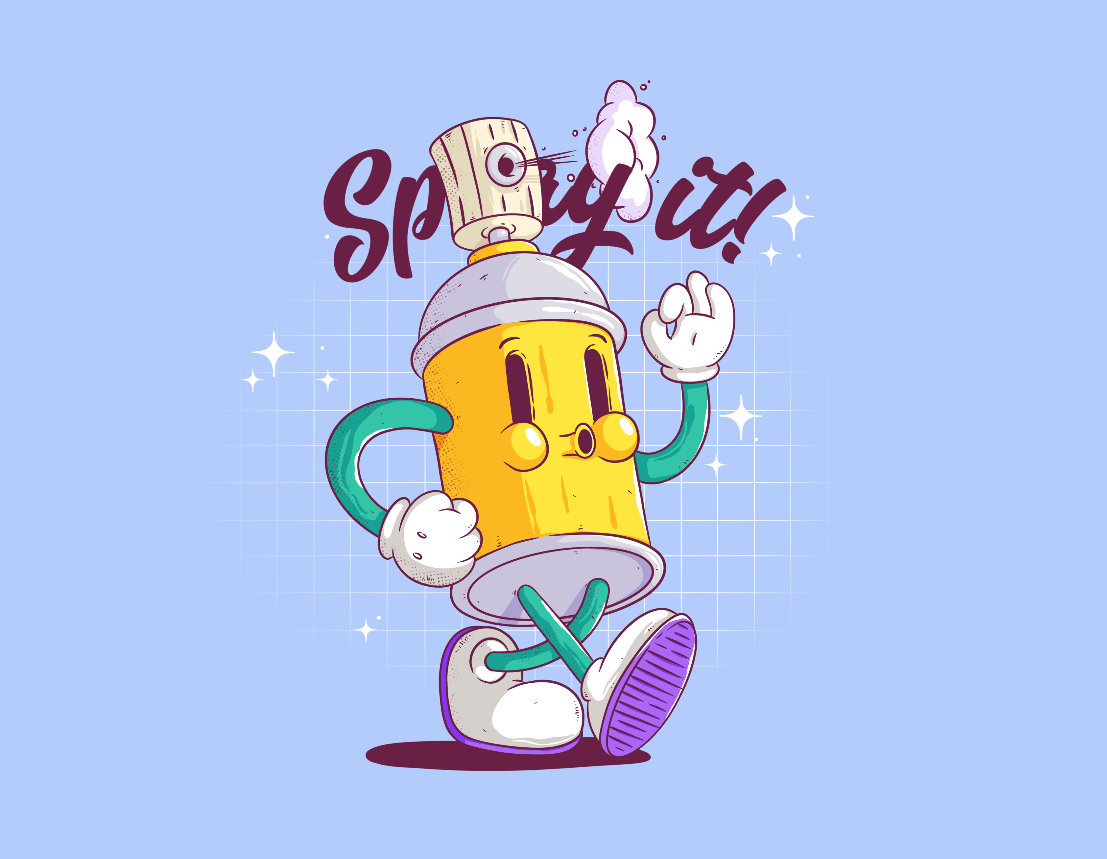 Spray it! 1930 1930s branding cartoon cartoon character character characterdesign groovy illustration mascot old cartoon style procreate retro spray vintage yellow