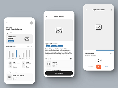 Wireframe for Fitness Tracker App 3d animation app branding design fitness graphic design illustration interface logo mobile motion graphics tracker app ui vector wireframe