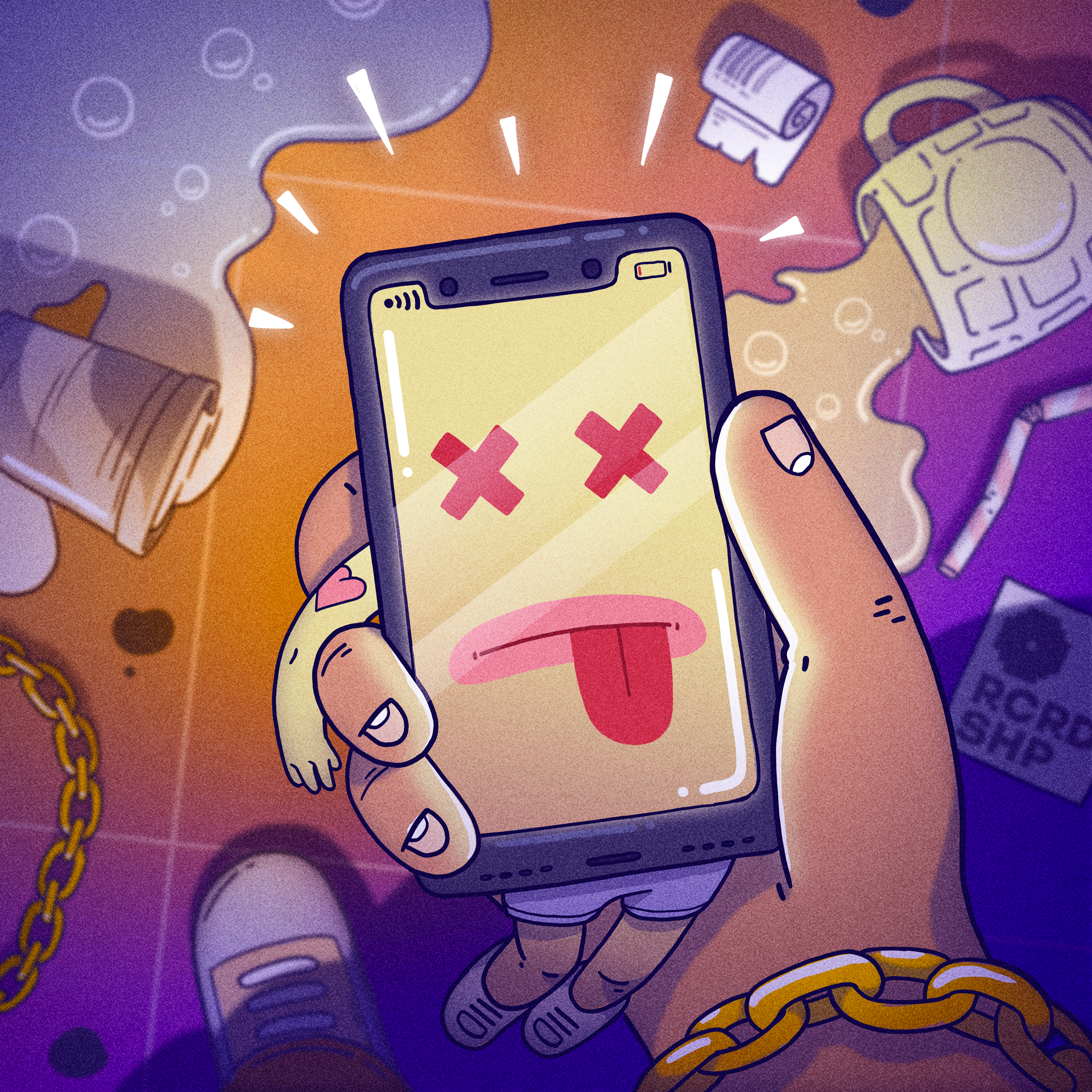 DEADPHONE artwork battery card cellphone charging crypto dead dead phone illustration illustrator low battery nft nftart nightlife party phone power sek sekond smartphone