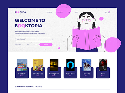 Fun Book Store Website Design bookstore bookstore webiste design figma illustration template ui ui design uiux website design website template webstore