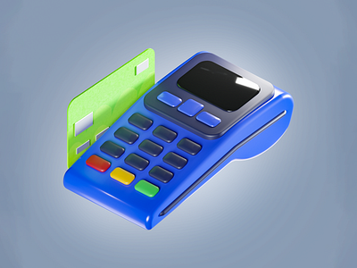 Card reader 3d icon 3d banking blender design icon money