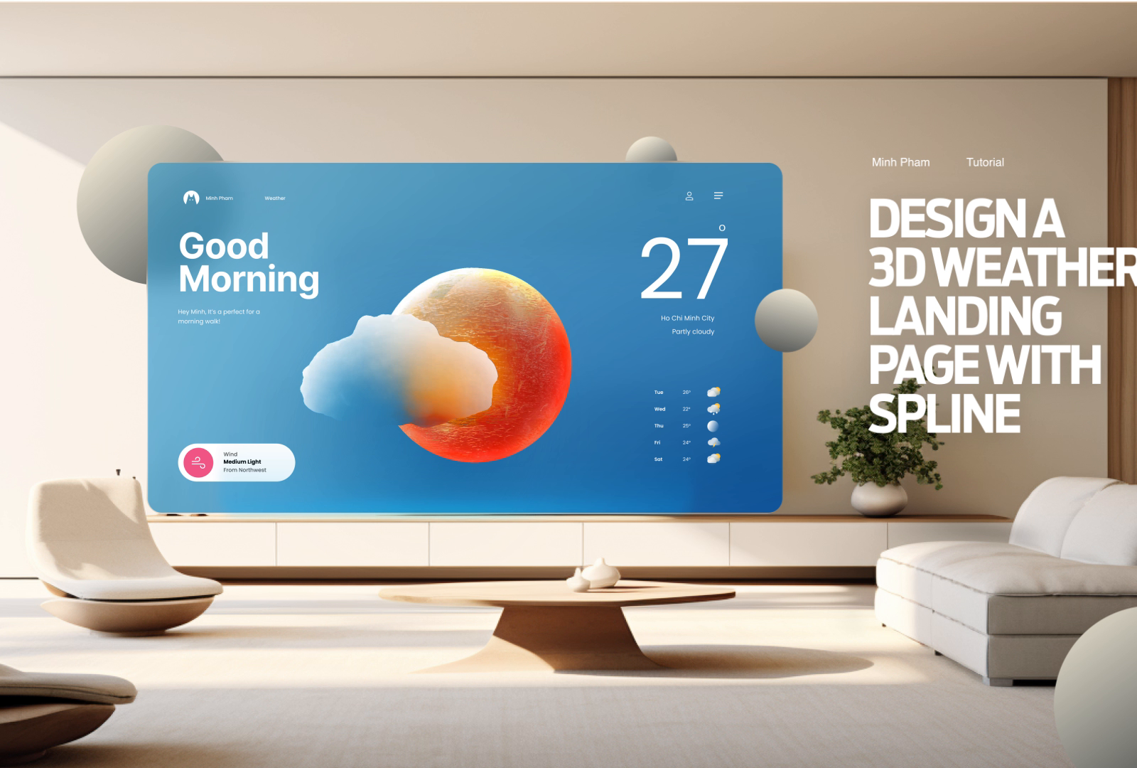 Design an animated 3D weather landing page - Spline Tutorial by Minh ...