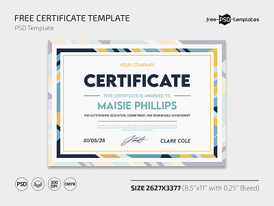 Free Certificate Template in PSD certificate certificates free freebie gift gift certificate photoshop print printed printing psd template templates