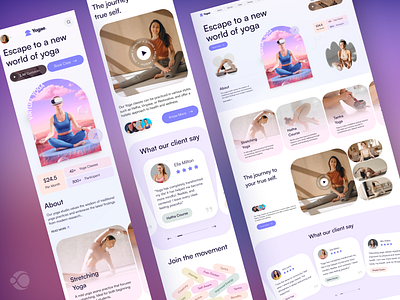 Yoga Landing Page - Mobile Meditation Website design exercise fitness health homepage illustration landing page meditation minimalist mobile responsive ui uidesign web webdesign website workout yoga app yoga pose yoga studio yoga website