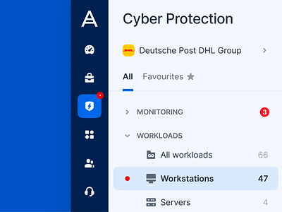 Acronis Cyber Protect Cloud / Navigation clean console design minimal navigation product design protection saas tabs ui ux